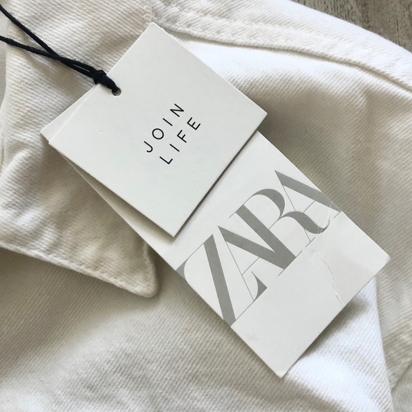 Zara, White, Denim, Dress, Size XS, Snap Up, Long Sleeve, New With Tags - Picture 12 of 16